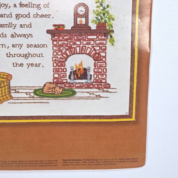 Vintage Sunset Stitchery Bless Our Home Fireplace Sampler 11×14 Complete Cottage - Picture 14 of 16